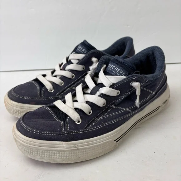 Skechers Arch Fit Arcade - Arcata Navy Blue Canvas Sneakers Shoes Women’s size 9 - Picture 1 of 9